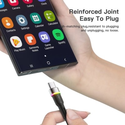 Кабель ESSAGER Colorful LED USB Cable Fast Charging 3A USB-A To Type C 0.5m (EXCT-XCDB01) Black