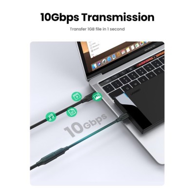 Кабель UGREEN US353 USB-C 3.1 Extension Cable 10Gbps Gen2 5A 1m (10387) Black