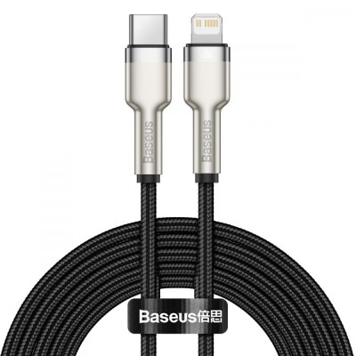 Кабель Baseus Cafule Metal Data USB кабель Type-C to iP PD 20W 2m (CATLJK-B01) Black