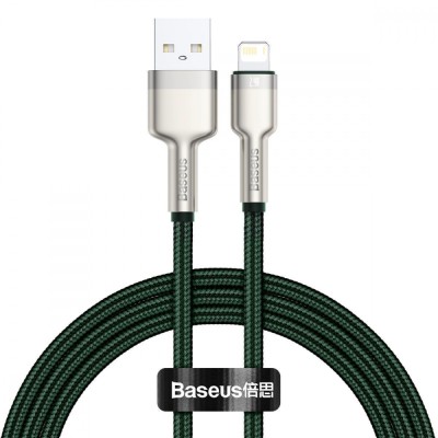 Кабель Baseus Cafule Series Metal Data USB кабель USB To IP 2.4A 1 М (CALJK-A06) Green