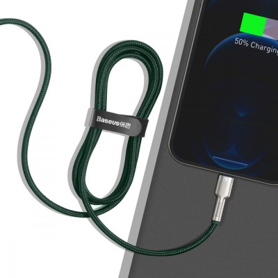 Кабель Baseus Cafule Series Metal Data USB кабель USB To IP 2.4A 1 М (CALJK-A06) Green