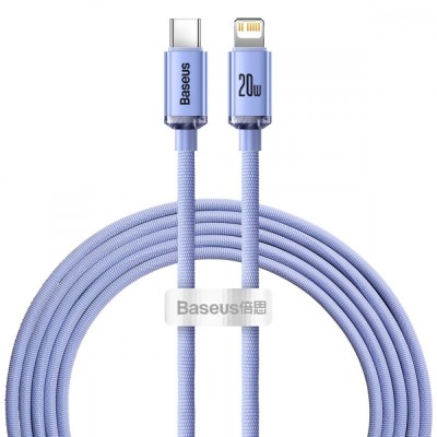 Кабель Baseus Crystal Shine Series Fast Charging Data USB кабель Type-C To IP 20W 2m (CAJY000305) Purple Кабель Baseus Crystal Shine Series Fast Charging Data USB кабель Type-C To IP 20W 2m (CAJY000305) Purple