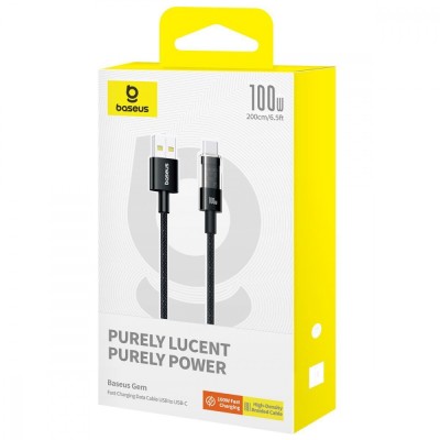 Кабель Baseus Gem Fast-Charging Data Cable Type-C 100W 2m (P10373002111-01) Black Кабель Baseus Gem Fast-Charging Data Cable Type-C 100W 2m (P10373002111-01) Black