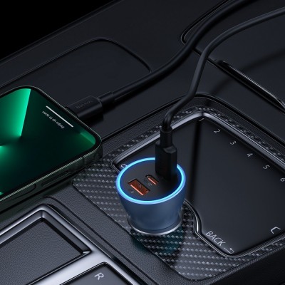 АЗП Baseus Golden Contactor Pro Triple Fast Charger Car Charger 65W U+C+C (CGJP010013) Dark Gray АЗП Baseus Golden Contactor Pro Triple Fast Charger Car Charger 65W U+C+C (CGJP010013) Dark Gray