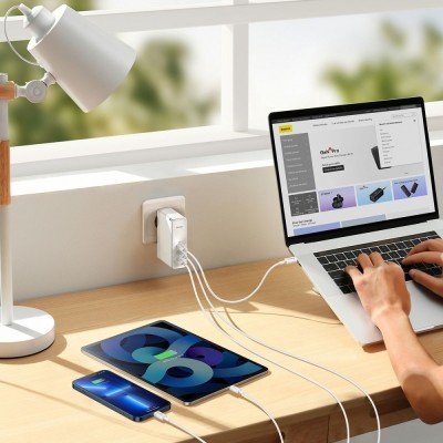 Зарядний Пристрій Baseus GaN5 Pro 140W (2 x Type-C + USB) + Кабель Type-C + Type-C 240W 1m (CCGP100202) white