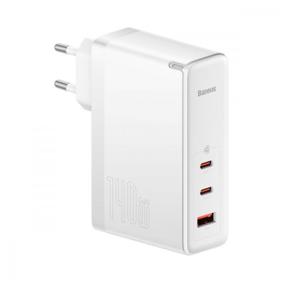 Зарядний Пристрій Baseus GaN5 Pro 140W (2 x Type-C + USB) + Кабель Type-C + Type-C 240W 1m (CCGP100202) white