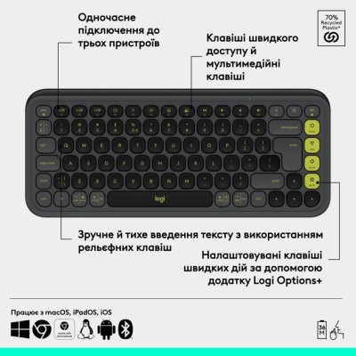 Клавіатура LOGITECH POP ICON KEYS - GRAPHITE - UKR (L920-013157)