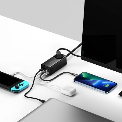 Зарядний Пристрій Baseus GaN3 Pro Desktop Powerstrip AC+2U+2C 65W EU Black(Include：Baseus Xiaobai series fast charging Cable Typ