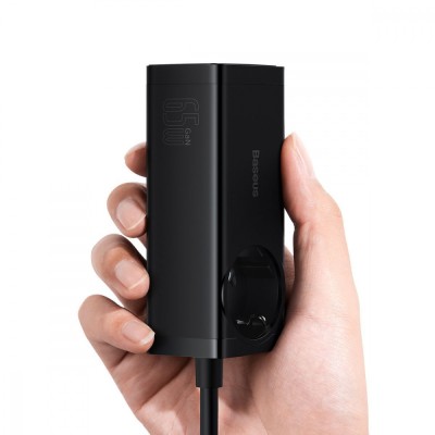 Зарядний Пристрій Baseus GaN3 Pro Desktop Powerstrip AC+2U+2C 65W EU Black(Include：Baseus Xiaobai series fast charging Cable Typ