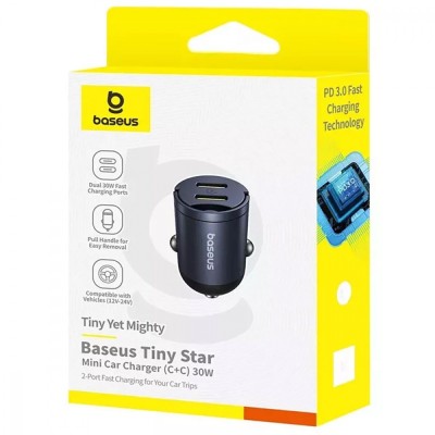 АЗП Baseus Tiny Star Mini Car Charger 2xType-C 30W black