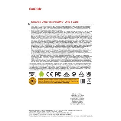 Карта пам’яті MICRO SDXC 256GB UHS-I SDSQUNR-256G-GN3MN SANDISK