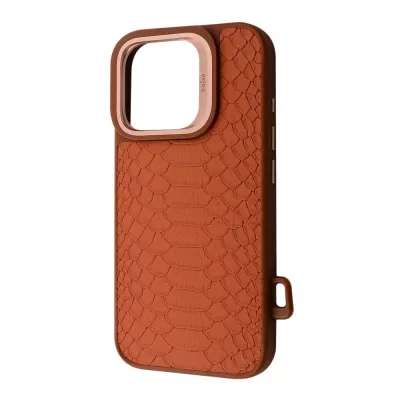 Чохол Kajsa Snake Pattern with Magnetic Ring iPhone 16 Pro brown