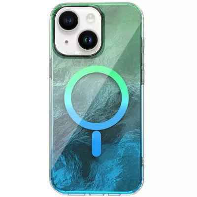 Чохол TPU Shiny Mountain (MagFit) для Apple iPhone 15 (6.1") Green / Blue