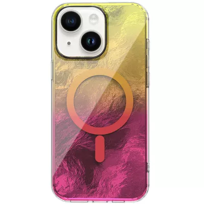 Чохол TPU Shiny Mountain (MagFit) для Apple iPhone 15 (6.1") Yellow / Pink