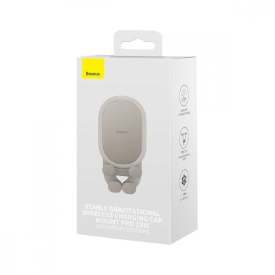 Автотримач Baseus Stable Gravitational Wireless Charging Car Mount Pro 15W (Air Outlet Version) (SUWX030001) Black