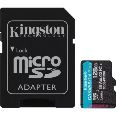Карта пам'яті Kingston MicroSDXC 128GB Canvas Go Plus Gen4 200MB/s A2 U3 V30 + SD-адаптер (SDCG4/128GB)