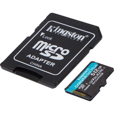 Карта пам'яті Kingston MicroSDXC 512GB Canvas Go Plus Gen4 200MB/s A2 U3 V30 + SD-адаптер (SDCG4/512GB)
