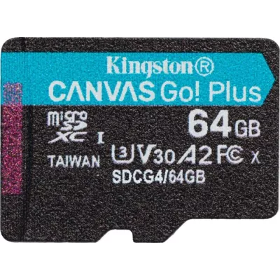 Карта пам'яті Kingston MicroSDXC 64GB Canvas Go Plus Gen4 200MB/s A2 U3 V30 (SDCG4/64GBSP)