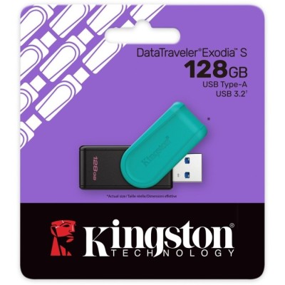 Флеш-пам'ять USB Kingston DataTraveler Exodia S 128GB Чорний + бірюзовий USB 3.2 (DTXS/128GB)