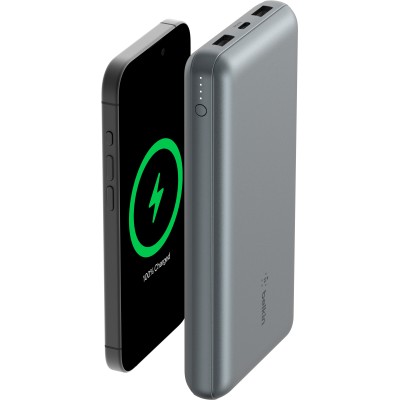 Акумулятор портативний літій-іонний Power Bank Belkin 10000мА·год, 15Вт, 2хUSB-A/USB-C, cірий (BPB011BTGY)