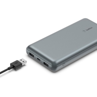 Акумулятор портативний літій-іонний Power Bank Belkin 10000мА·год, 15Вт, 2хUSB-A/USB-C, cірий (BPB011BTGY)