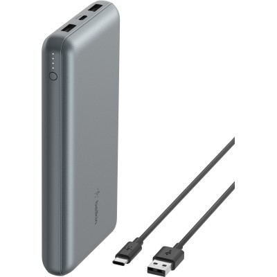 Акумулятор портативний літій-іонний Power Bank Belkin 10000мА·год, 15Вт, 2хUSB-A/USB-C, cірий (BPB011BTGY)