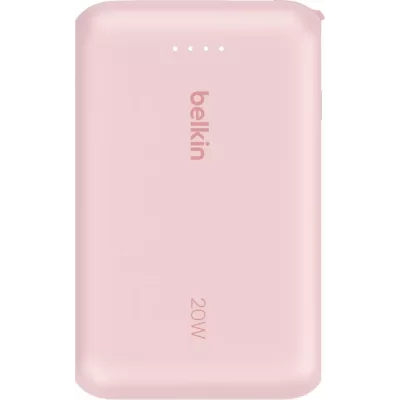 Акумулятор портативний літій-іонний Power Bank Belkin 10000мА·год, 20Вт, з інтегрованим кабелем USB-C, рожевий (BPB021HQPK)