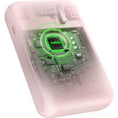 Акумулятор портативний літій-іонний Power Bank Belkin 10000мА·год, 20Вт, з інтегрованим кабелем USB-C, рожевий (BPB021HQPK)