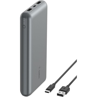 Акумулятор портативний літій-іонний Power Bank Belkin 20000мА·год, 15Вт, 2хUSB-A/USB-C, cірий (BPB012BTGY)