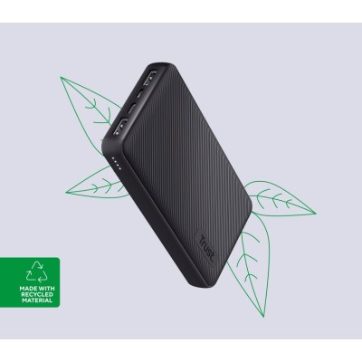 Акумулятор портативний літій-іонний power bank Trust Primo ECO, 15000мА·год, 2хUSB-A/USB-C, 15W, чорний