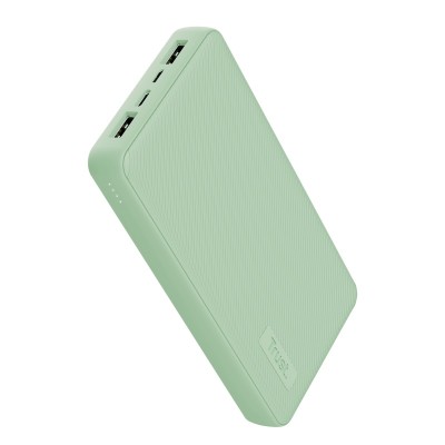 Акумулятор портативний літій-іонний power bank Trust Primo ECO, 20000мА·год, 2хUSB-A/USB-C, 15W, зелений