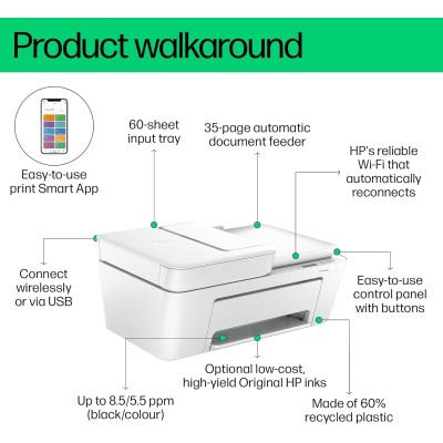 Багатофункціональний пристрій A4 HP DeskJet Ink Advantage 4276 з Wi-Fi (60K49C)