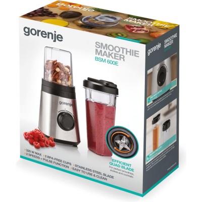 Блендер Gorenje для смузі 320Вт, чаша-600мл, нерж-чорний (BSM600E)