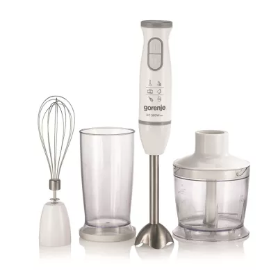 Блендер Gorenje заглибний 560Вт, 4в1, чаша-500мл, подрібнювач, білий (HBC564QW)