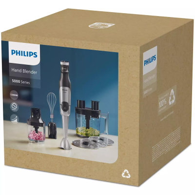 Блендер Philips заглибний Series 5000, 1200Вт, 5в1, чопер, терки, чорний (HR2685/00)