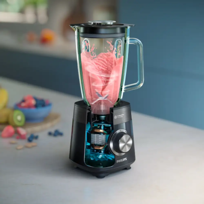 Блендер PHILIPS стаціонарний Series 5000, 1200Вт, чаша-2000мл, скло, чорний (HR3030/00)