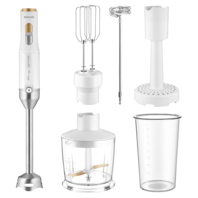 Блендер Sencor заглибний 1200Вт, 6в1, чаша-800мл, спінювач молока, білий (SHB6441WH)