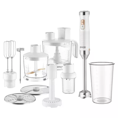 Блендер Sencor заглибний 1500Вт, 10в1, чаша-800мл, млин для спецій, спінювач молока, білий (SHB6551WH)