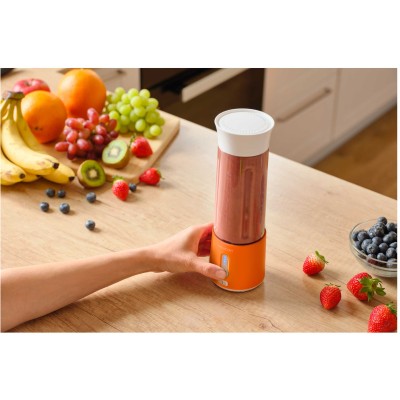 Блендер Sencor портативний для смузі 150Вт, чаша-500мл, USB-C, біло-помаранчевий (SBL133OR)