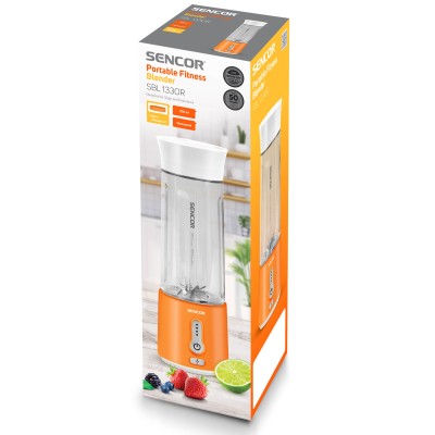 Блендер Sencor портативний для смузі 150Вт, чаша-500мл, USB-C, біло-помаранчевий (SBL133OR)