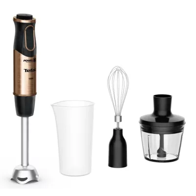 Блендер Tefal заглибний Quickchef 1000Вт, 3в1, чаша-800мл, чопер-500мл, турборежим, чорно-бронзовий (HB656G10)