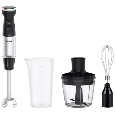 Блендер Tefal заглибний Quickchef+ 1000Вт, 3в1, чаша-800мл, чопер-500мл, турборежим, сріблясто-чорний (HB673830)