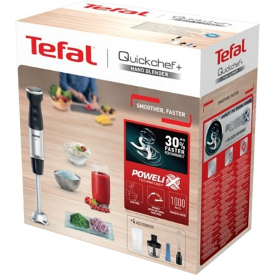 Блендер Tefal заглибний Quickchef+ 1000Вт, 3в1, чаша-800мл, чопер-500мл, турборежим, сріблясто-чорний (HB67E830) Блендер Tefal заглибний Quickchef+ 1000Вт, 3в1, чаша-800мл, чопер-500мл, турборежим, сріблясто-чорний (HB67E830)
