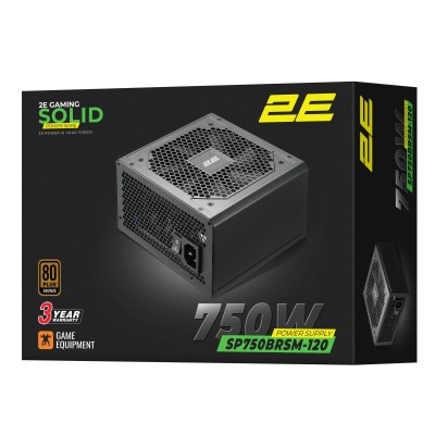 Блок живлення 2E GAMING Solid Power (750W), >85%, 80+ Bronze, 120мм, 1xMB 24pin(20+4), 2xCPU 8pin(4+4), 3xMolex, 6xSATA, 4xPCIe 