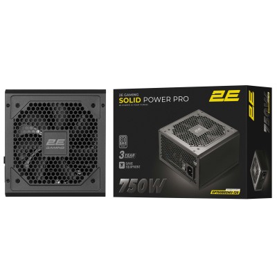 Блок живлення 2E GAMING Solid Power Pro ATX3.1 GEN5.0 (750W), >85%, 80+ Bronze, 120мм, 1xMB 24pin(20+4), 2xCPU 8pin(4+4), 3xMole