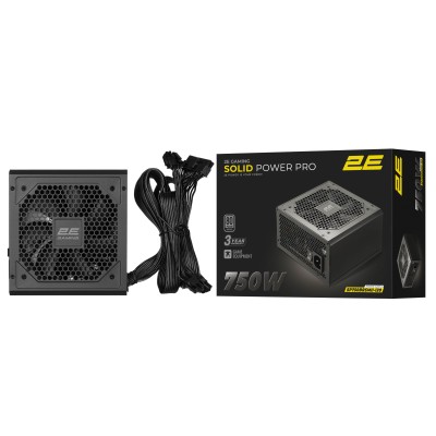 Блок живлення 2E GAMING Solid Power Pro ATX3.1 GEN5.0 (750W), >85%, 80+ Bronze, 120мм, 1xMB 24pin(20+4), 2xCPU 8pin(4+4), 3xMole