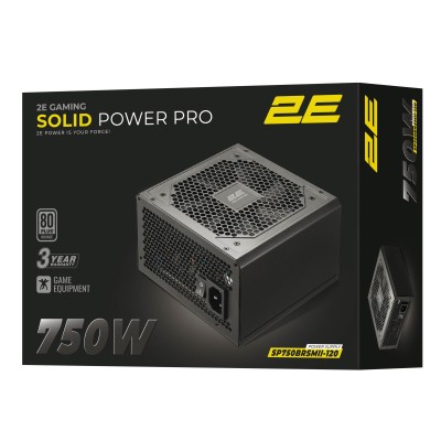 Блок живлення 2E GAMING Solid Power Pro ATX3.1 GEN5.0 (750W), >85%, 80+ Bronze, 120мм, 1xMB 24pin(20+4), 2xCPU 8pin(4+4), 3xMole