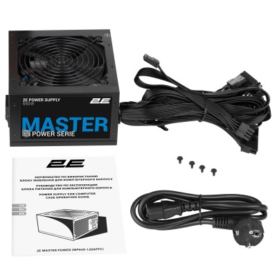 Блок живлення 2E Master Power (650W), >80%, 80+ White, 120мм, 1xMB 24pin(20+4), 1xCPU 8pin(4+4), 3xMolex, 5xSATA, 2xPCIe 8pin(6+