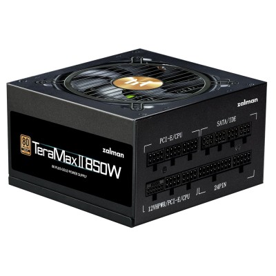 Блок живлення Zalman Teramax 2 (850W), >90%, 80+ Gold, 120мм, 1xMB 28pin (18+10), 2xCPU 8pin(4+4), 3xMolex, 12xSATA, 4xPCIe 8pin