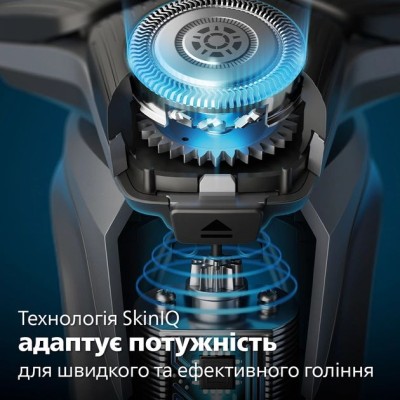 Бритва електр. Philips роторна Series 5000, 9Вт, бритв.головок-3, Li-Ion, сух.+волог., тример, чорно-зелений (S5884/50)